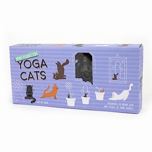Mini jógázó macskák - szobanövény díszek