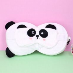 Összecsukható pandás utazó nyakpárna szemtakaróval