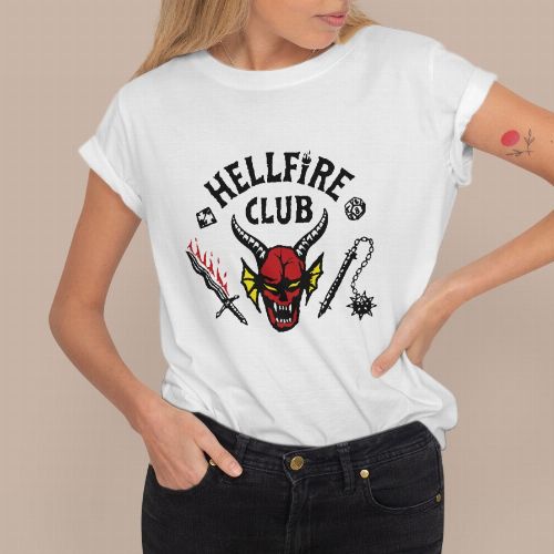 Stranger Things Hellfire Club fehér női póló