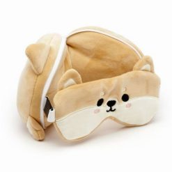 Összecsukható Shiba Inu utazó nyakpárna szemtakaróval
