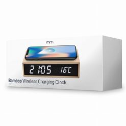 Bamboo Wireless Charger Clock Digitális Bambusz Óra vezeték nélküli töltővel