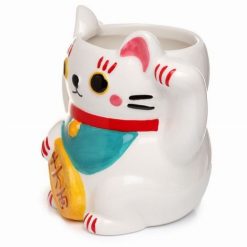 Maneki Neko szerencsehozó macska bögre (Fehér)