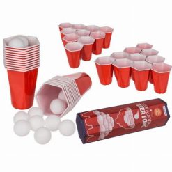 Beer Pong hatszögletű műanyag pohár szett labdákkal