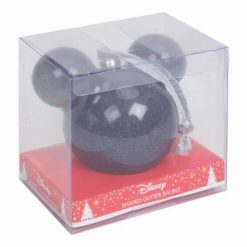 Mickey Egér fej formájú fekete glitteres karácsonyfadísz